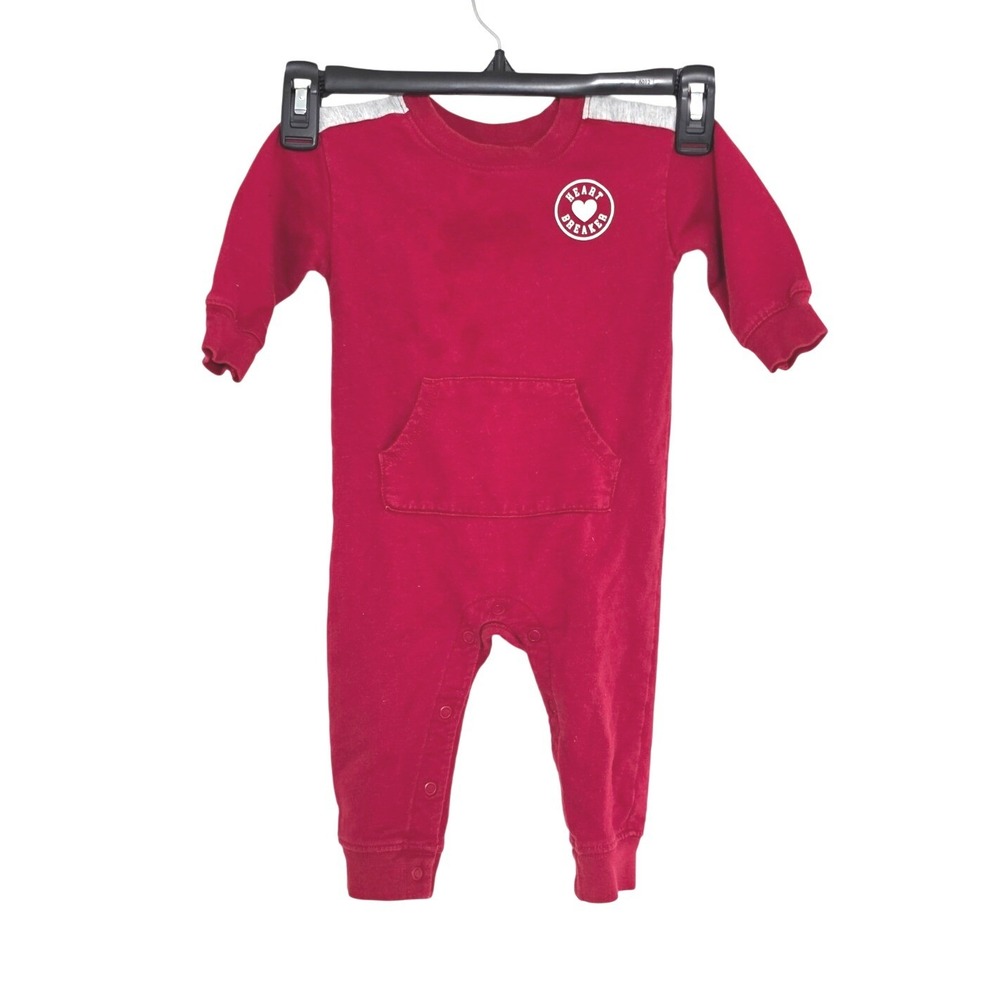 Carter's Heart Breaker Red Fleece Romper One Piece Baby 9M